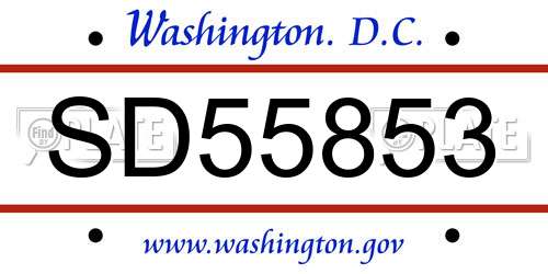 SD55853 District Of Columbia License Plate