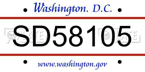 SD58105 District Of Columbia License Plate