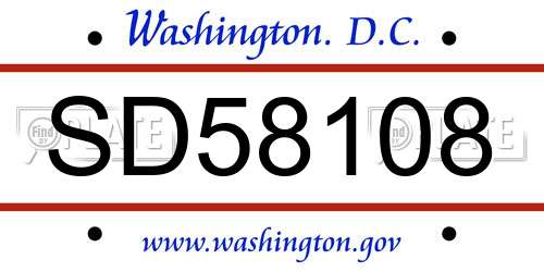 SD58108 District Of Columbia License Plate