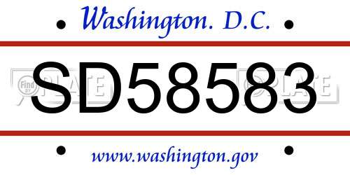 SD58583 District Of Columbia License Plate