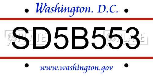 SD5B553 District Of Columbia License Plate