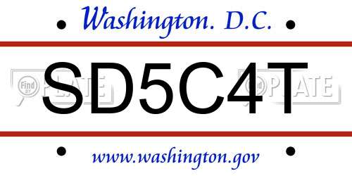 SD5C4T District Of Columbia License Plate