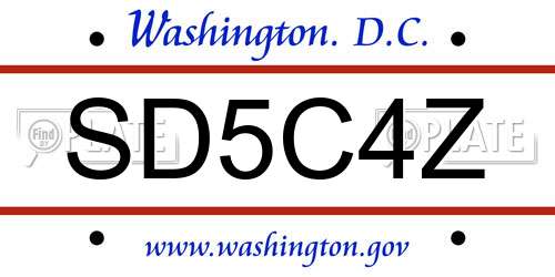 SD5C4Z District Of Columbia License Plate