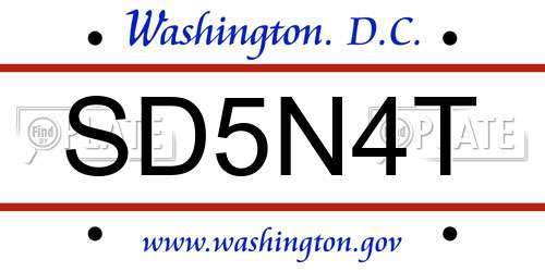SD5N4T District Of Columbia License Plate