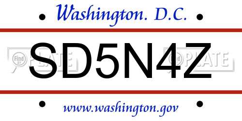 SD5N4Z District Of Columbia License Plate
