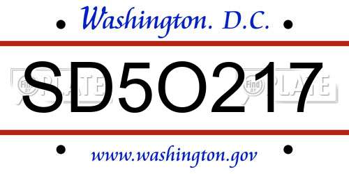 SD5O217 District Of Columbia License Plate