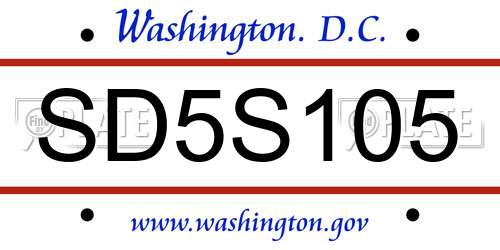 SD5S105 District Of Columbia License Plate