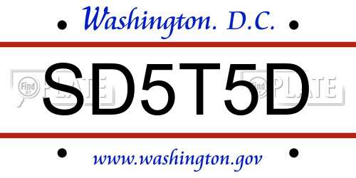 SD5T5D District Of Columbia License Plate