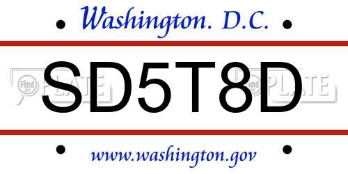 SD5T8D District Of Columbia License Plate