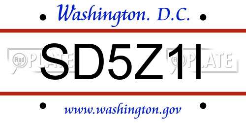 SD5Z1I District Of Columbia License Plate
