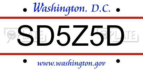 SD5Z5D District Of Columbia License Plate