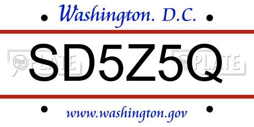 SD5Z5Q District Of Columbia License Plate