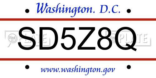 SD5Z8Q District Of Columbia License Plate