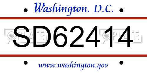 SD62414 District Of Columbia License Plate
