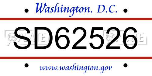 SD62526 District Of Columbia License Plate