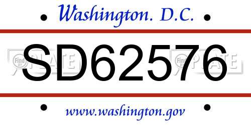 SD62576 District Of Columbia License Plate