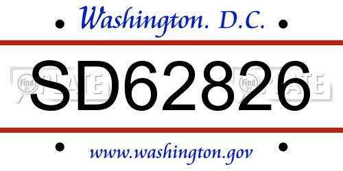 SD62826 District Of Columbia License Plate