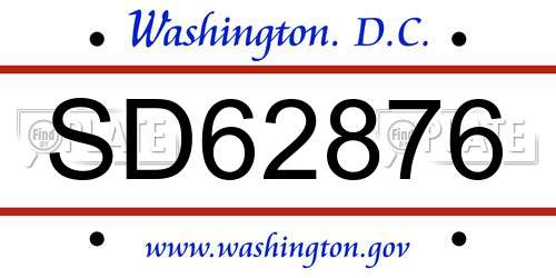 SD62876 District Of Columbia License Plate