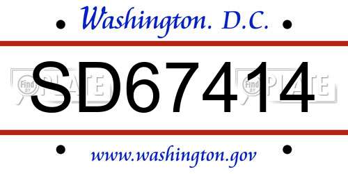 SD67414 District Of Columbia License Plate