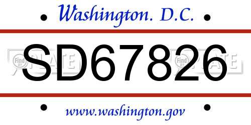 SD67826 District Of Columbia License Plate