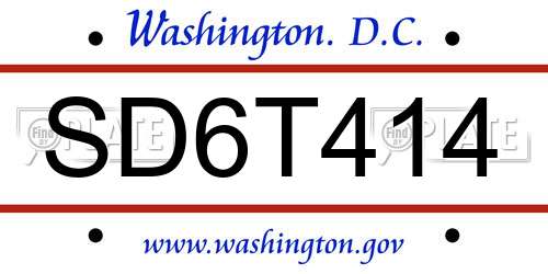 SD6T414 District Of Columbia License Plate