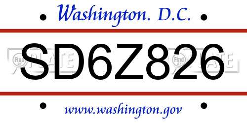 SD6Z826 District Of Columbia License Plate