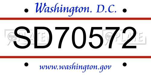 SD70572 District Of Columbia License Plate