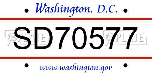 SD70577 District Of Columbia License Plate