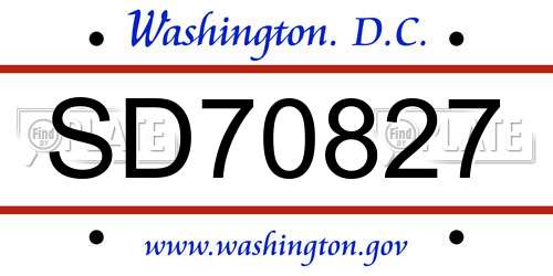 SD70827 District Of Columbia License Plate
