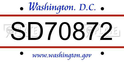 SD70872 District Of Columbia License Plate