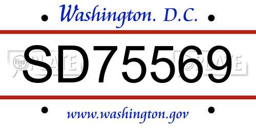 SD75569 District Of Columbia License Plate