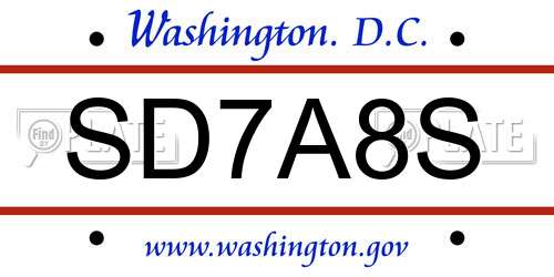 SD7A8S District Of Columbia License Plate