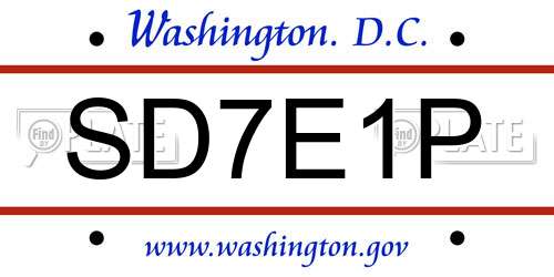 SD7E1P District Of Columbia License Plate