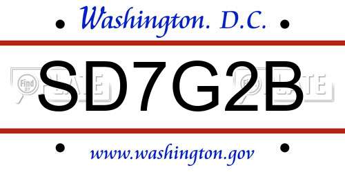 SD7G2B District Of Columbia License Plate