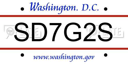 SD7G2S District Of Columbia License Plate