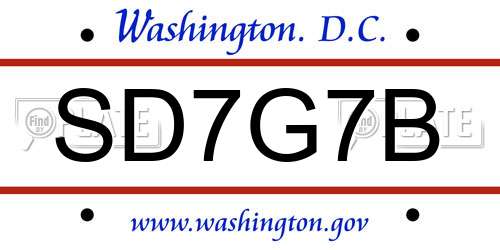 SD7G7B District Of Columbia License Plate