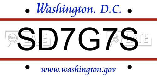 SD7G7S District Of Columbia License Plate