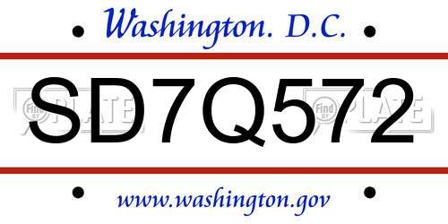 SD7Q572 District Of Columbia License Plate