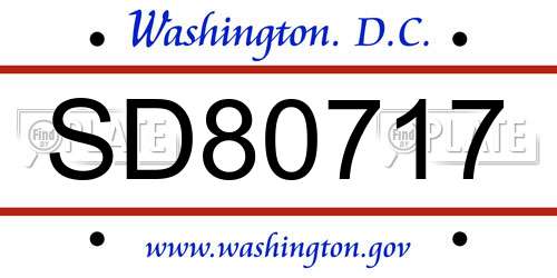 SD80717 District Of Columbia License Plate