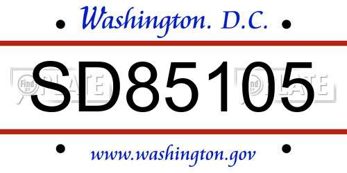 SD85105 District Of Columbia License Plate