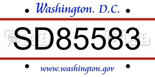 SD85583 District Of Columbia License Plate