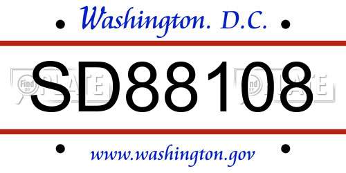 SD88108 District Of Columbia License Plate