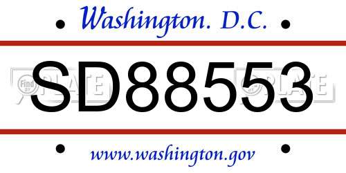 SD88553 District Of Columbia License Plate