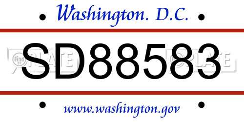 SD88583 District Of Columbia License Plate