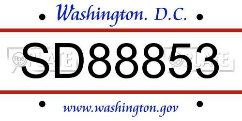 SD88853 District Of Columbia License Plate