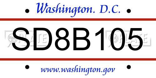 SD8B105 District Of Columbia License Plate