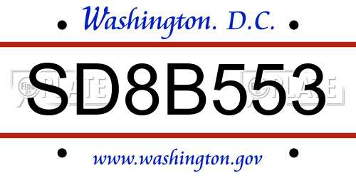 SD8B553 District Of Columbia License Plate