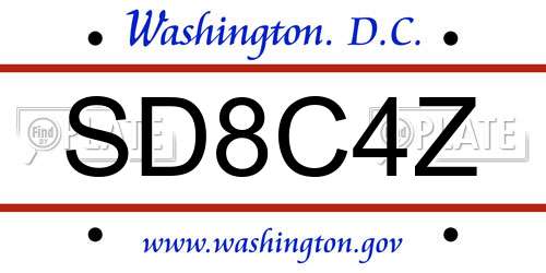 SD8C4Z District Of Columbia License Plate