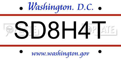 SD8H4T District Of Columbia License Plate