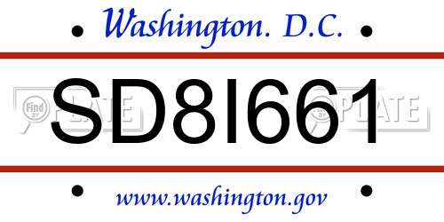 SD8I661 District Of Columbia License Plate